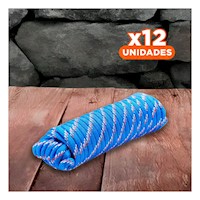 Pack12 Lazo 4m x 4cm Azul Reforzada para Camping y Amarre Seguro Y+Papel Regalo